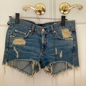 Distress jean shorts